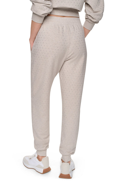 Cortado Heather/Clear DKNY HIGH-RISE RHINESTONE JOGGER PANT