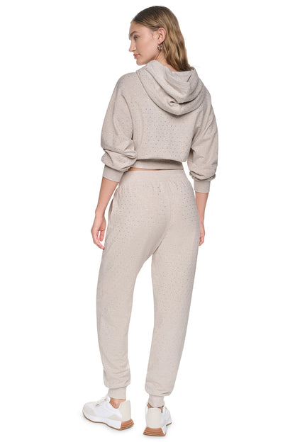 Cortado Heather/Clear DKNY HIGH-RISE RHINESTONE JOGGER PANT