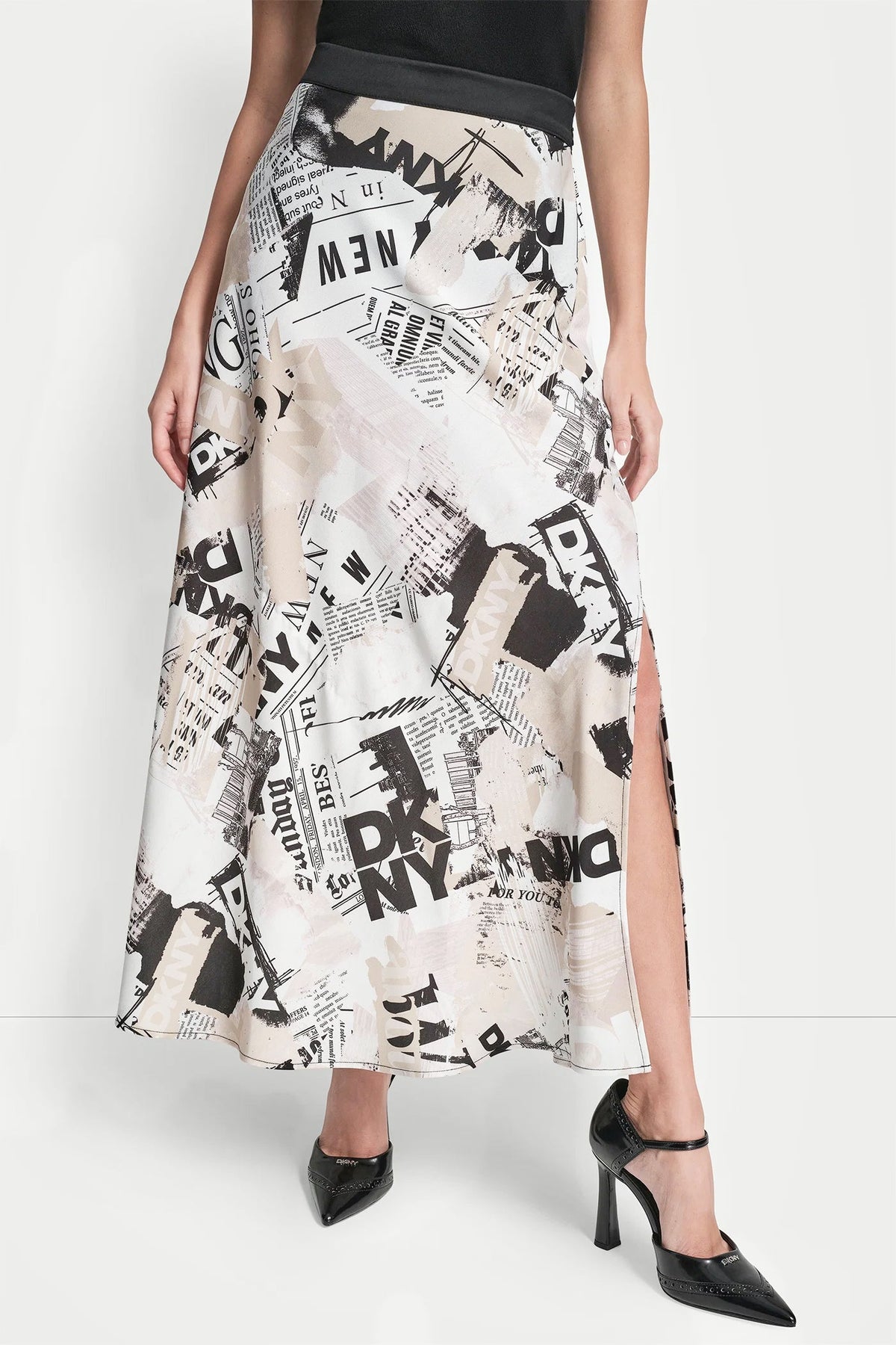 DKNY Headliner DKNY NEWSPAPER PRINT MIDI SKIRT