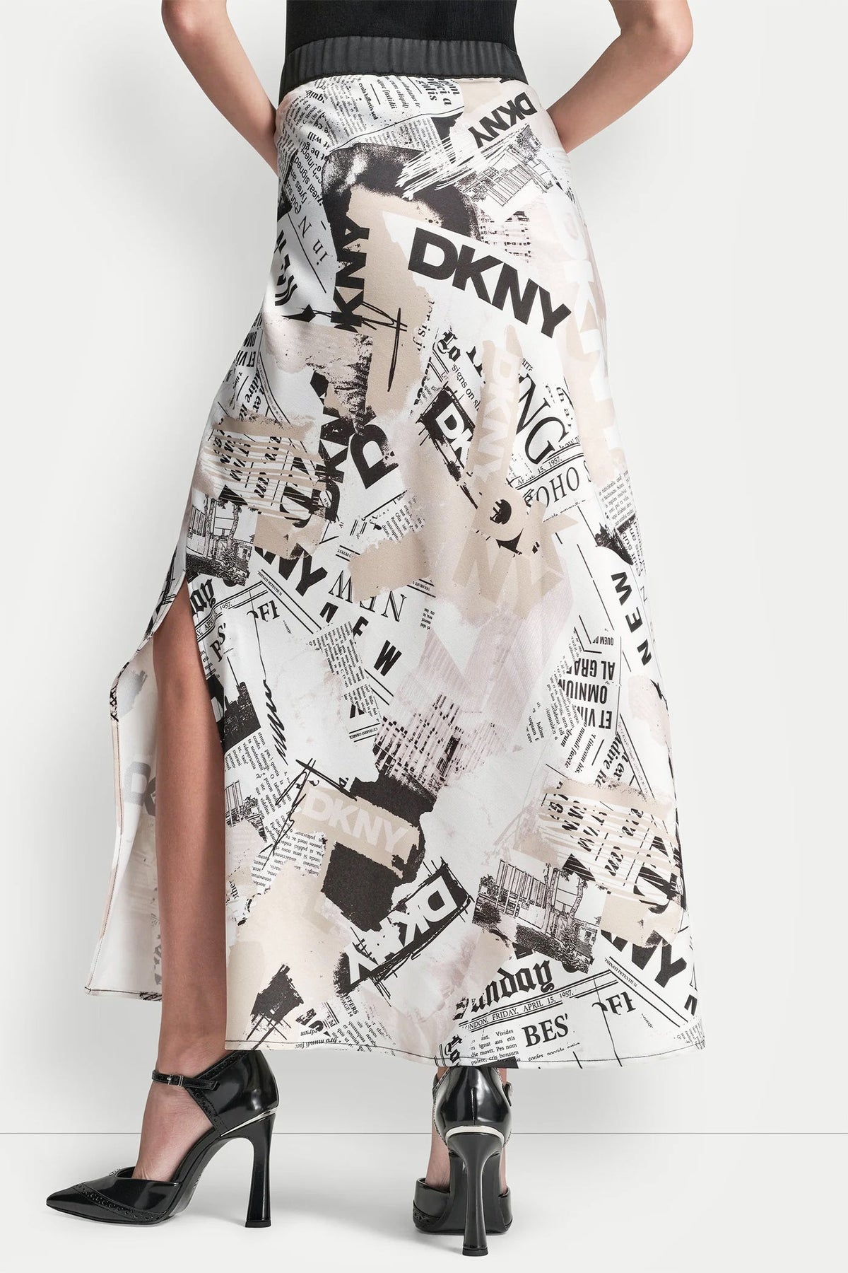 DKNY Headliner DKNY NEWSPAPER PRINT MIDI SKIRT