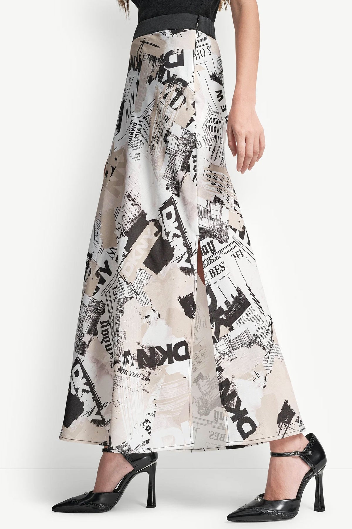 DKNY Headliner DKNY NEWSPAPER PRINT MIDI SKIRT