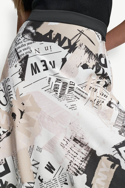 DKNY Headliner DKNY NEWSPAPER PRINT MIDI SKIRT