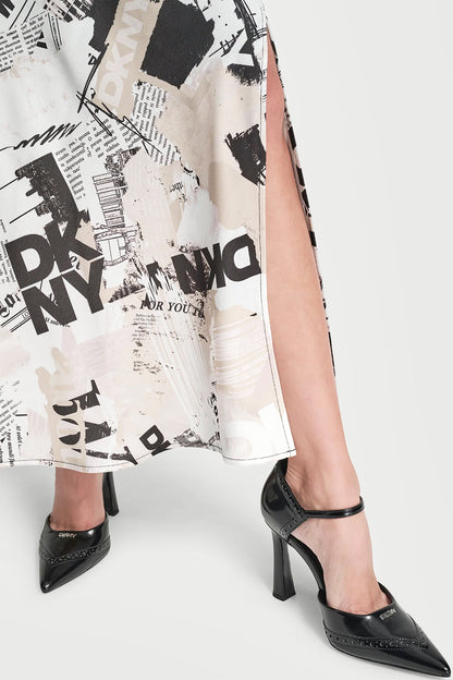 DKNY Headliner DKNY NEWSPAPER PRINT MIDI SKIRT