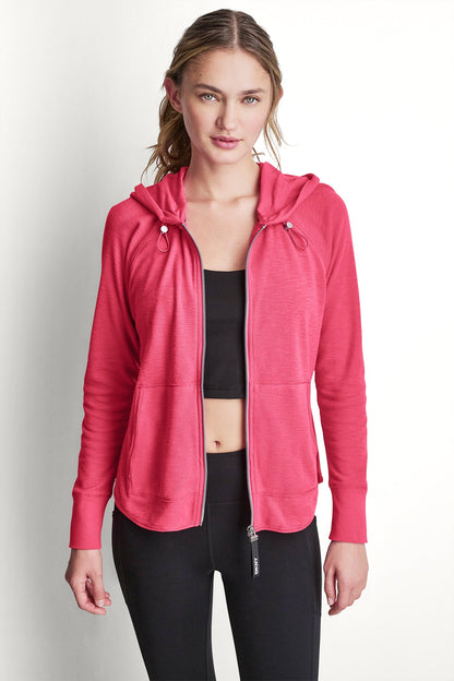 Bay Leaf DKNY COTTON-BLEND SLUB WAFFLE-KNIT HOODIE