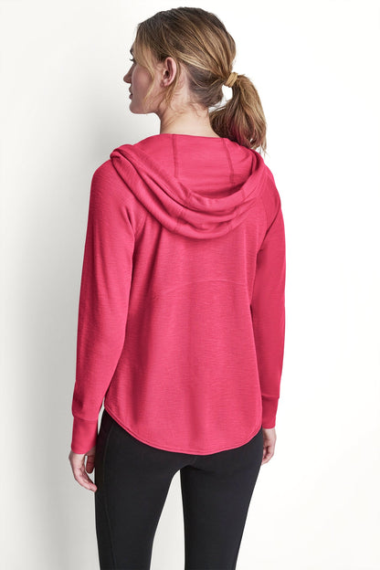 Bay Leaf DKNY COTTON-BLEND SLUB WAFFLE-KNIT HOODIE
