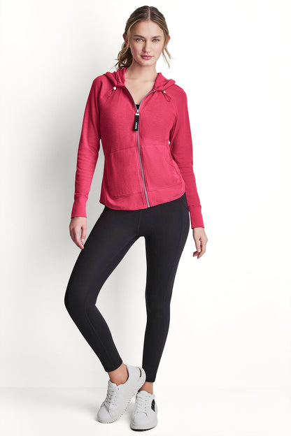 Bay Leaf DKNY COTTON-BLEND SLUB WAFFLE-KNIT HOODIE