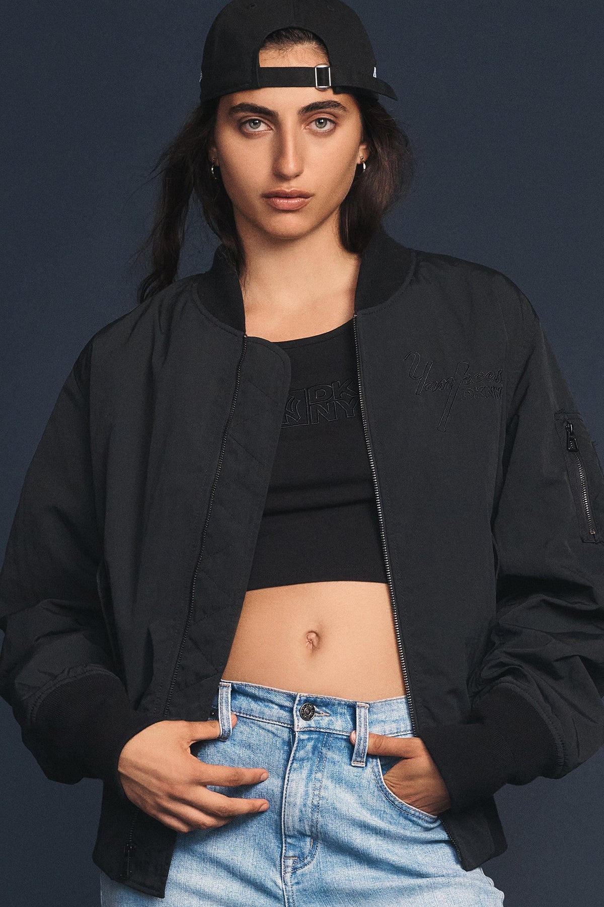 Black DKNY DKNY X YANKEES PLAYER’S JACKET