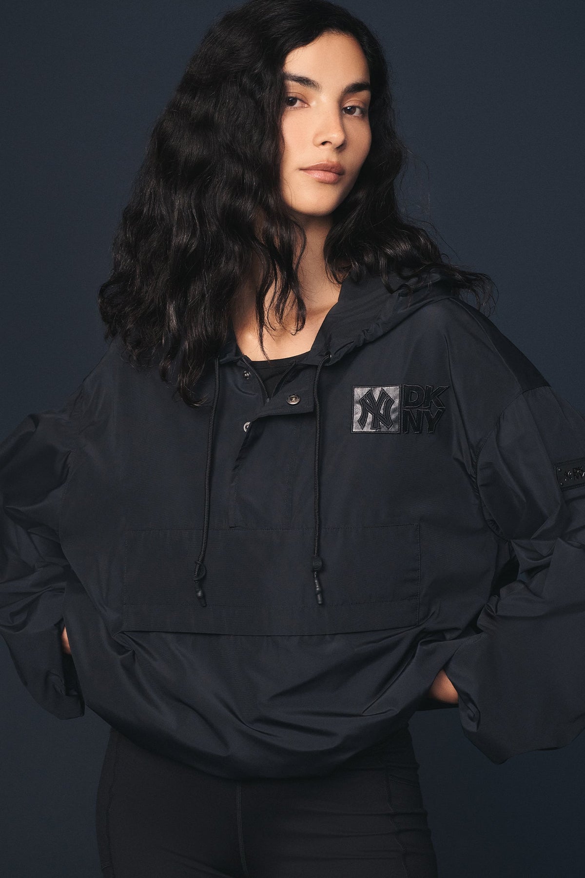 Black DKNY DKNY X YANKEES HALF-ZIP JACKET