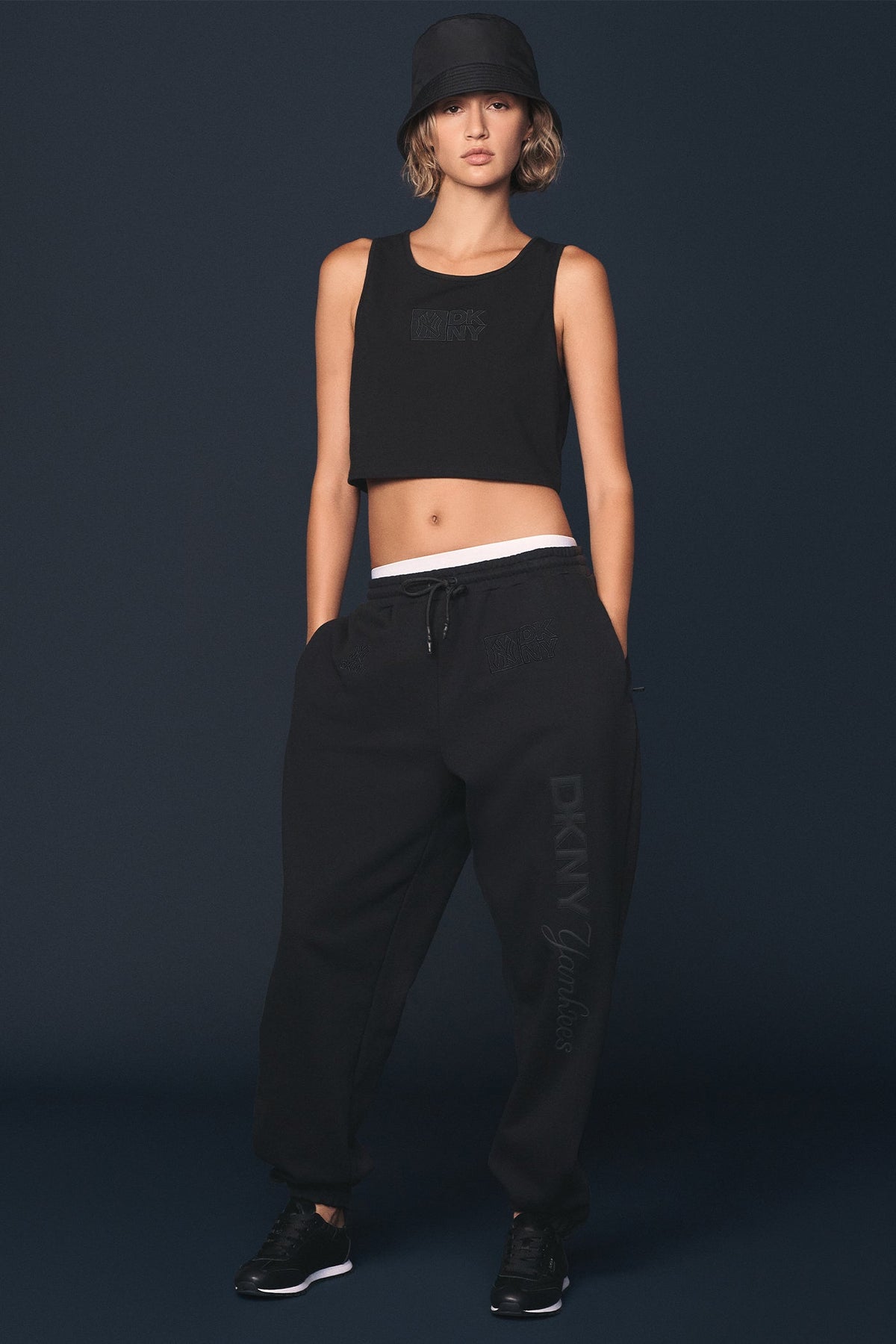 Black DKNY DKNY X YANKEES EMBELLISHED TRACK PANT