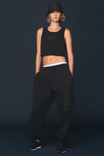 Black DKNY DKNY X YANKEES EMBELLISHED TRACK PANT