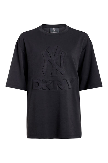 Black DKNY DKNY X YANKEES SHORT-SLEEVE EMBOSSED TEE