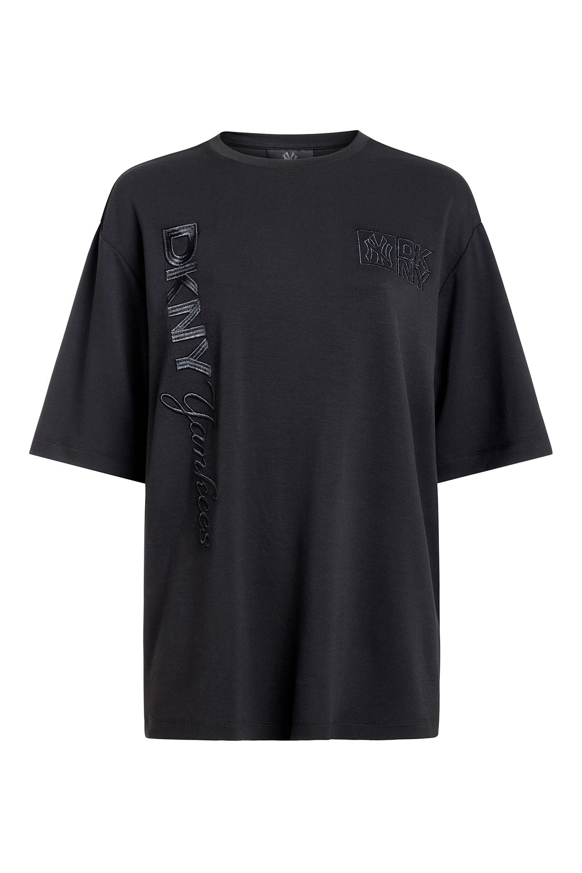 Black DKNY DKNY X YANKEES SHORT-SLEEVE EMBOSSED TEE
