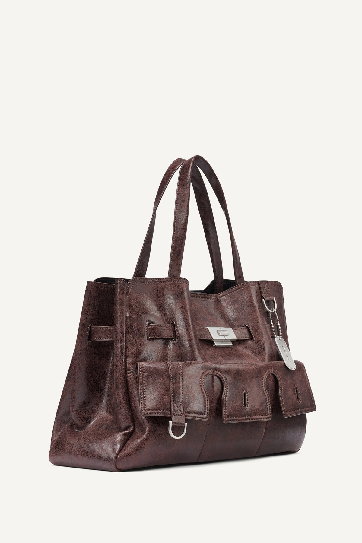 Black/Silver DKNY BRYAR LARGE FLAP SATCHEL
