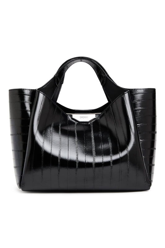 Black/Silver DKNY WILLA RIBBED TOTE