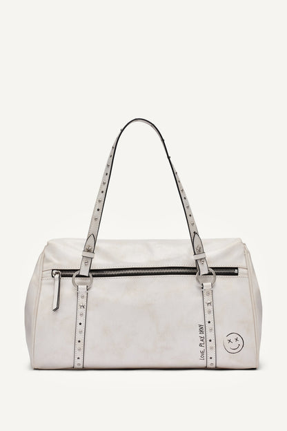 Marshmallow DKNY SKYE MEDIUM GRAFFITI SATCHEL