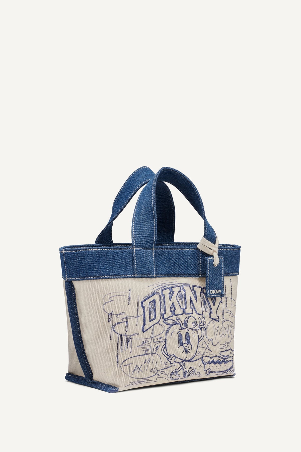 Natural DKNY BRADY CANVAS SMALL GRAFFITI LOGO CROSSBODY BAG