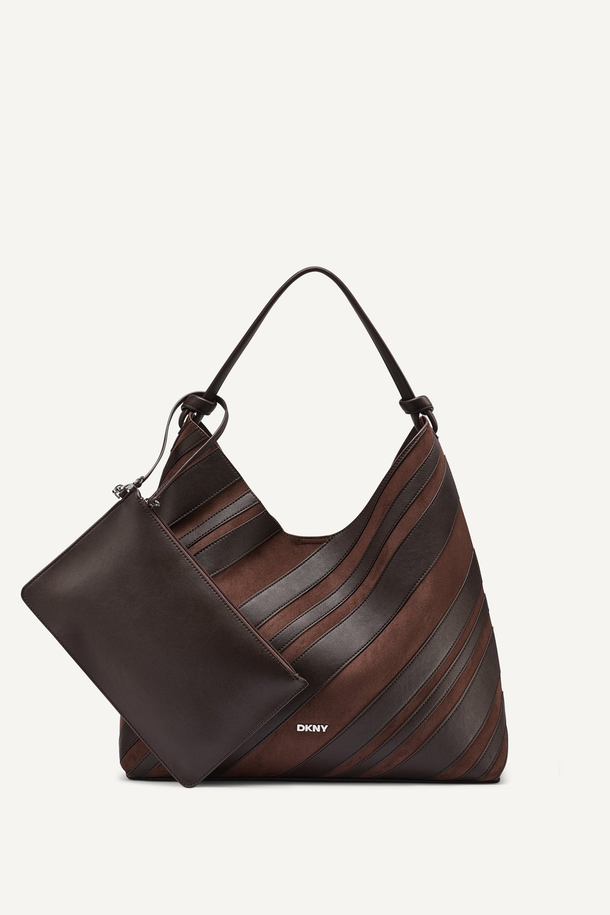 Coffee Bean DKNY PAULA STRIPE HOBO BAG