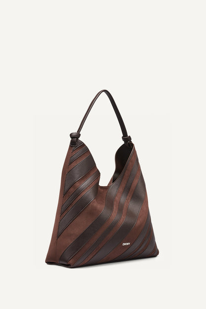 Coffee Bean DKNY PAULA STRIPE HOBO BAG