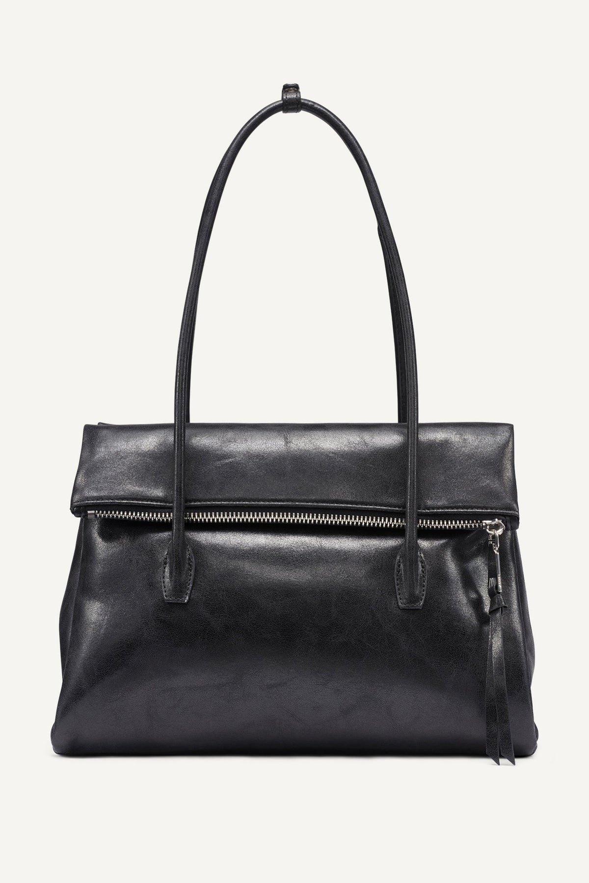 Black/Silver DKNY RIVINGTON LARGE LOGO SATCHEL