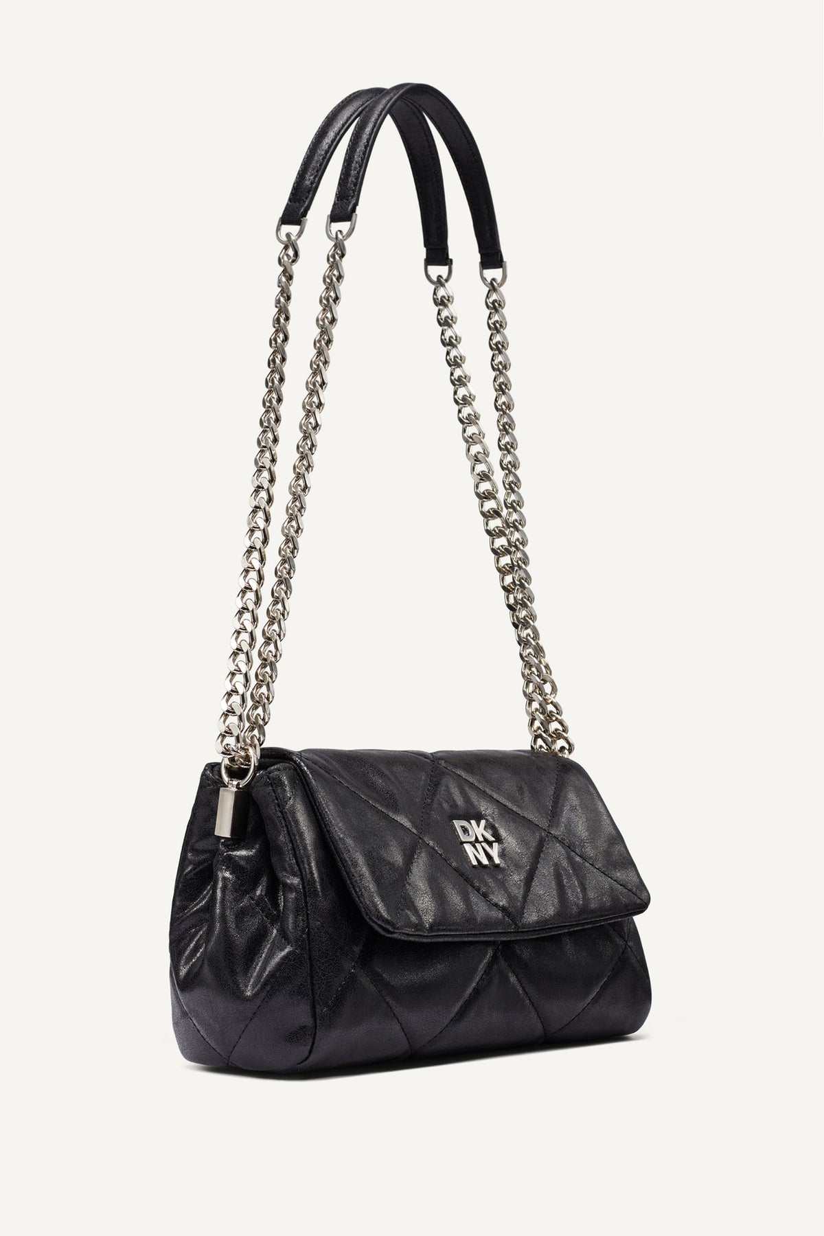 Black/Silver DKNY SOHO SMALL FLAP CROSSBODY BAG