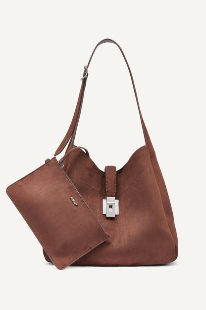Chocolate DKNY DARIA LARGE HOBO BAG