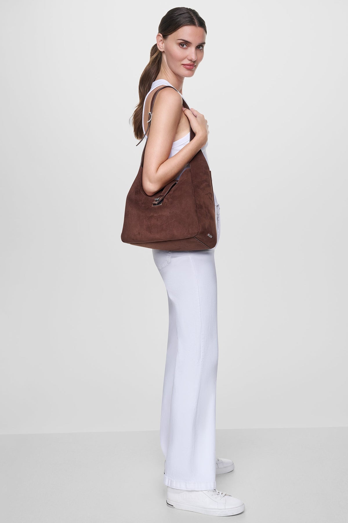 Chocolate DKNY DARIA LARGE HOBO BAG