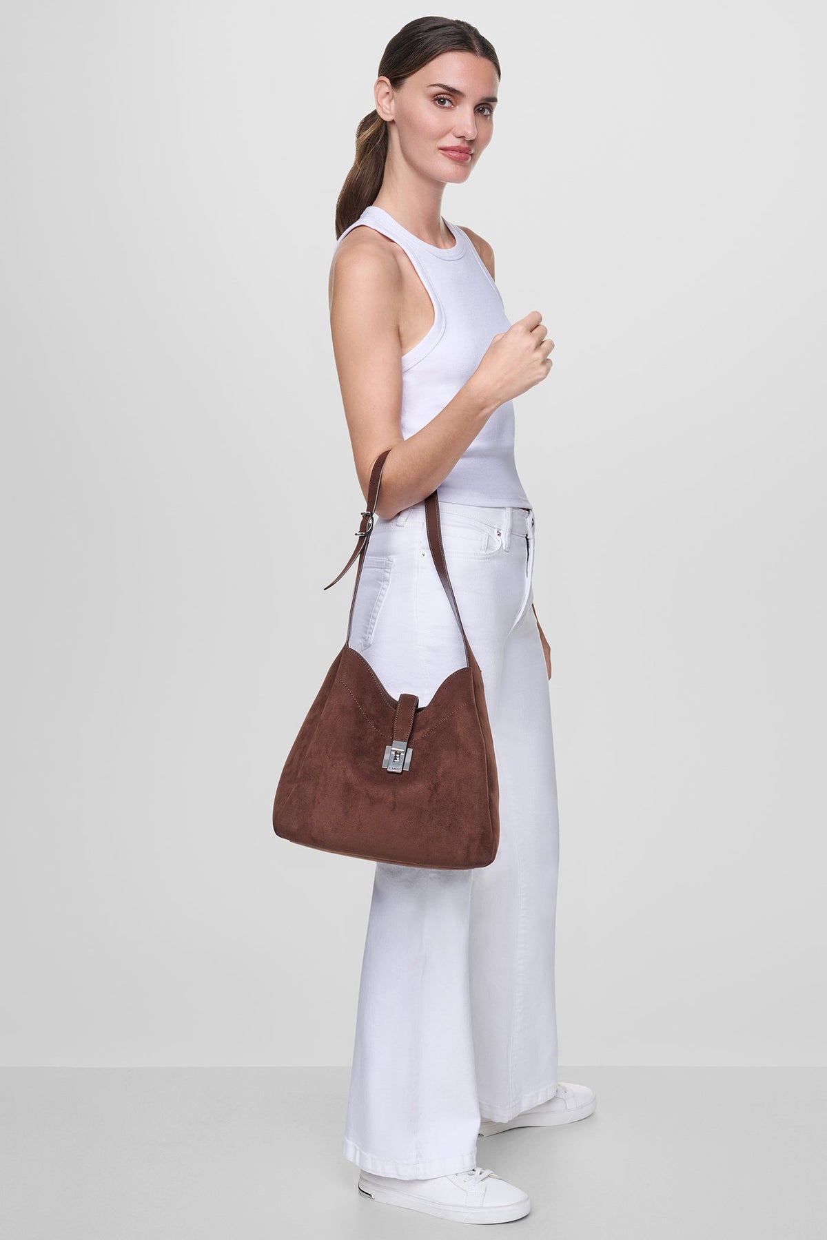 Chocolate DKNY DARIA LARGE HOBO BAG