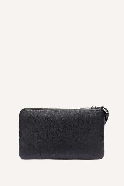 Denim/Black DKNY SARAH DUAL ZIP POUCH WRISTLET