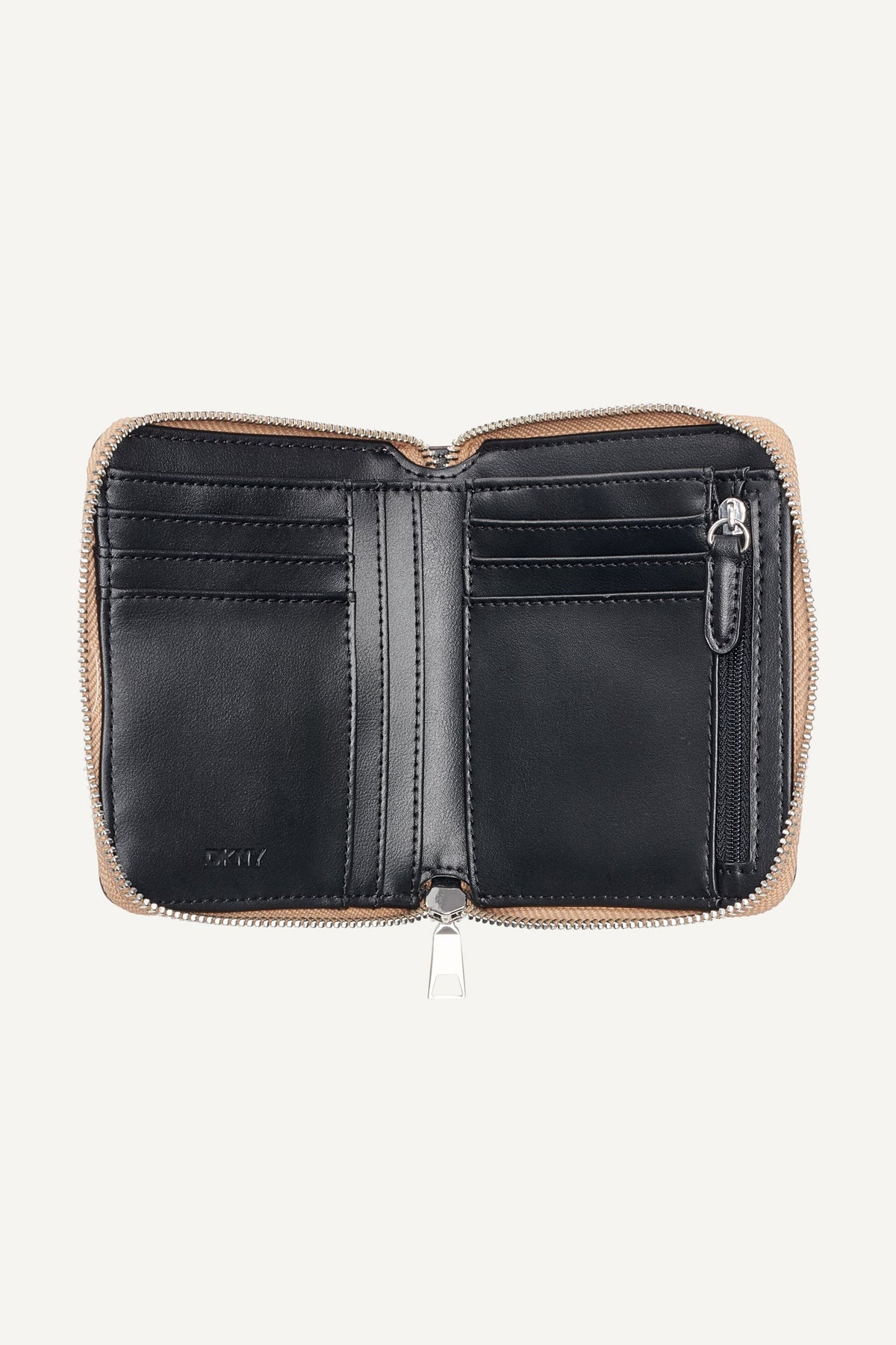 Black/Silver DKNY PAULA SMALL ZIP AROUND WALLET