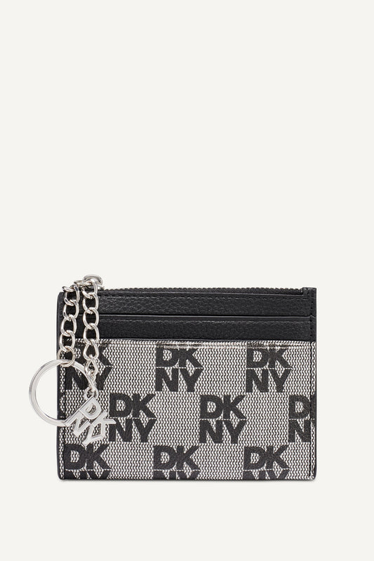 Chino/Cappuccino DKNY SARAH TOP ZIP CARD HOLDER