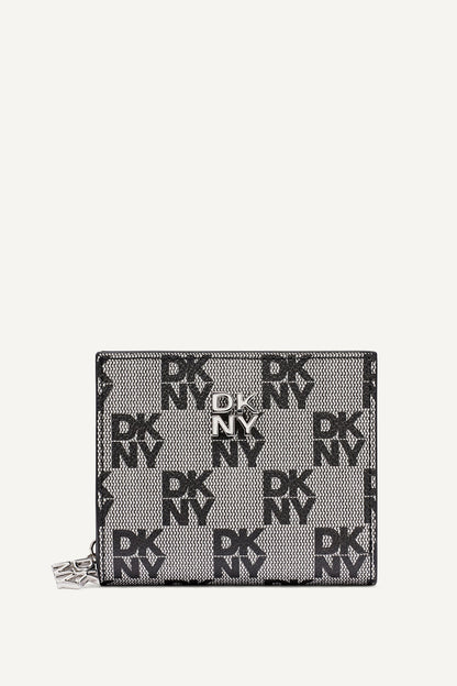 Black Logo Black DKNY SARAH BIFOLD ZIP WALLET