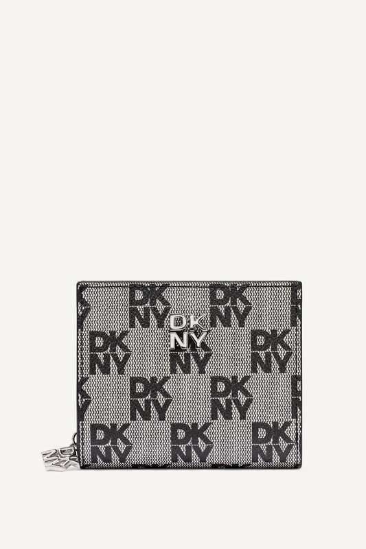 Black Logo Black DKNY SARAH BIFOLD ZIP WALLET