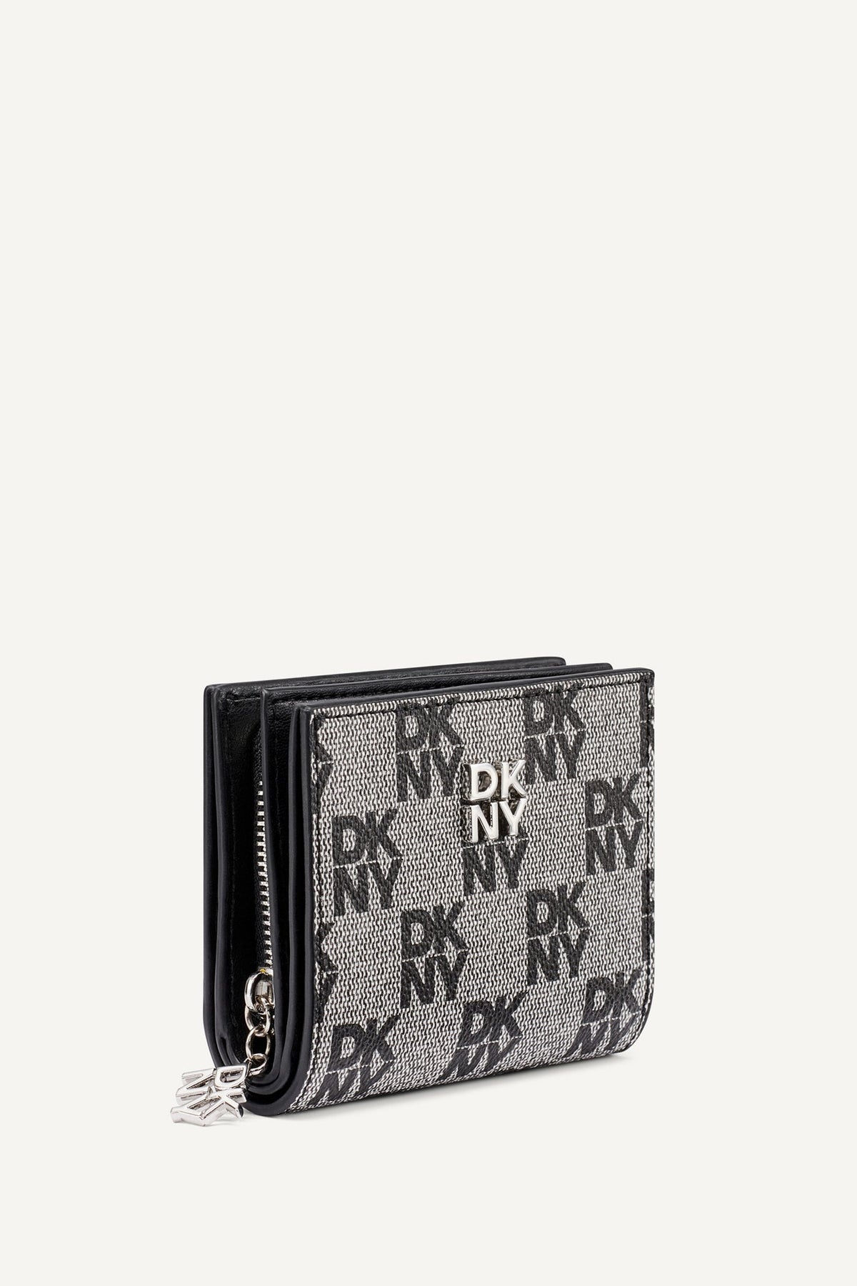 Black Logo Black DKNY SARAH BIFOLD ZIP WALLET