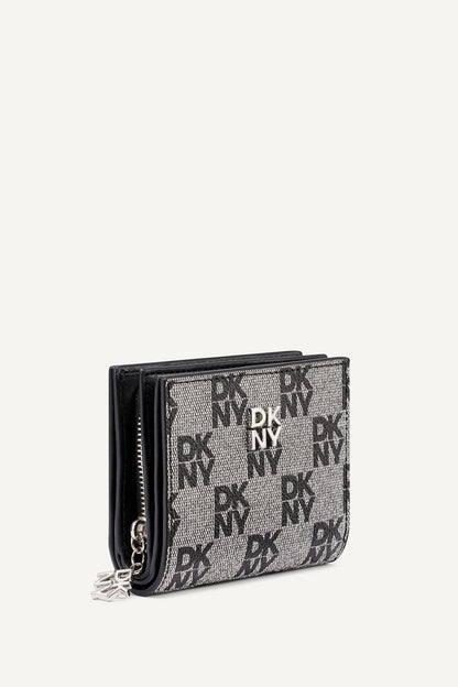 Black Logo Black DKNY SARAH BIFOLD ZIP WALLET
