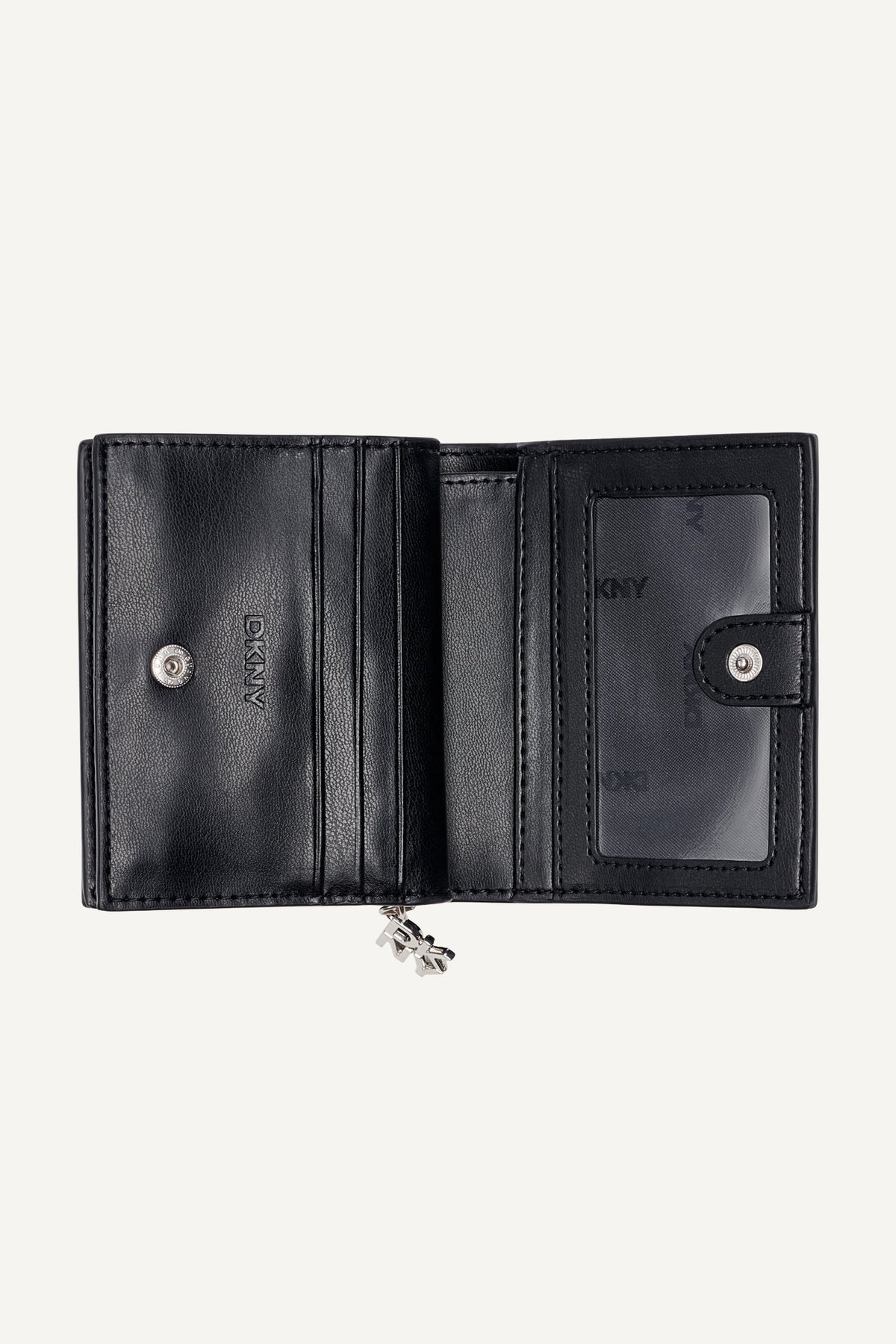 Black Logo Black DKNY SARAH BIFOLD ZIP WALLET