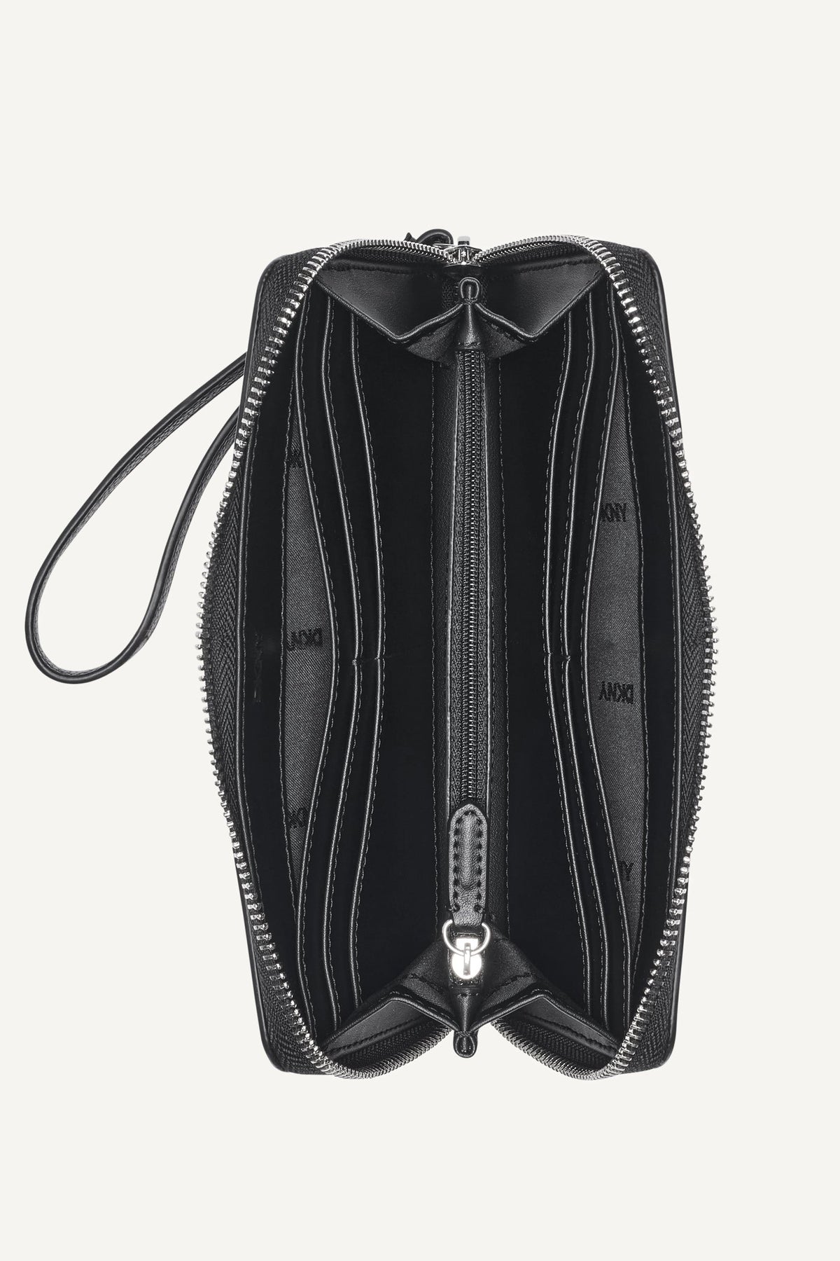 Black DKNY ETTA LARGE ZIP AROUND WALLET