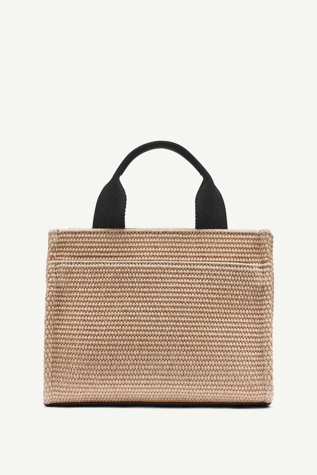 Natural/Black DKNY HADLEE SMALL STRAW LOGO TOTE