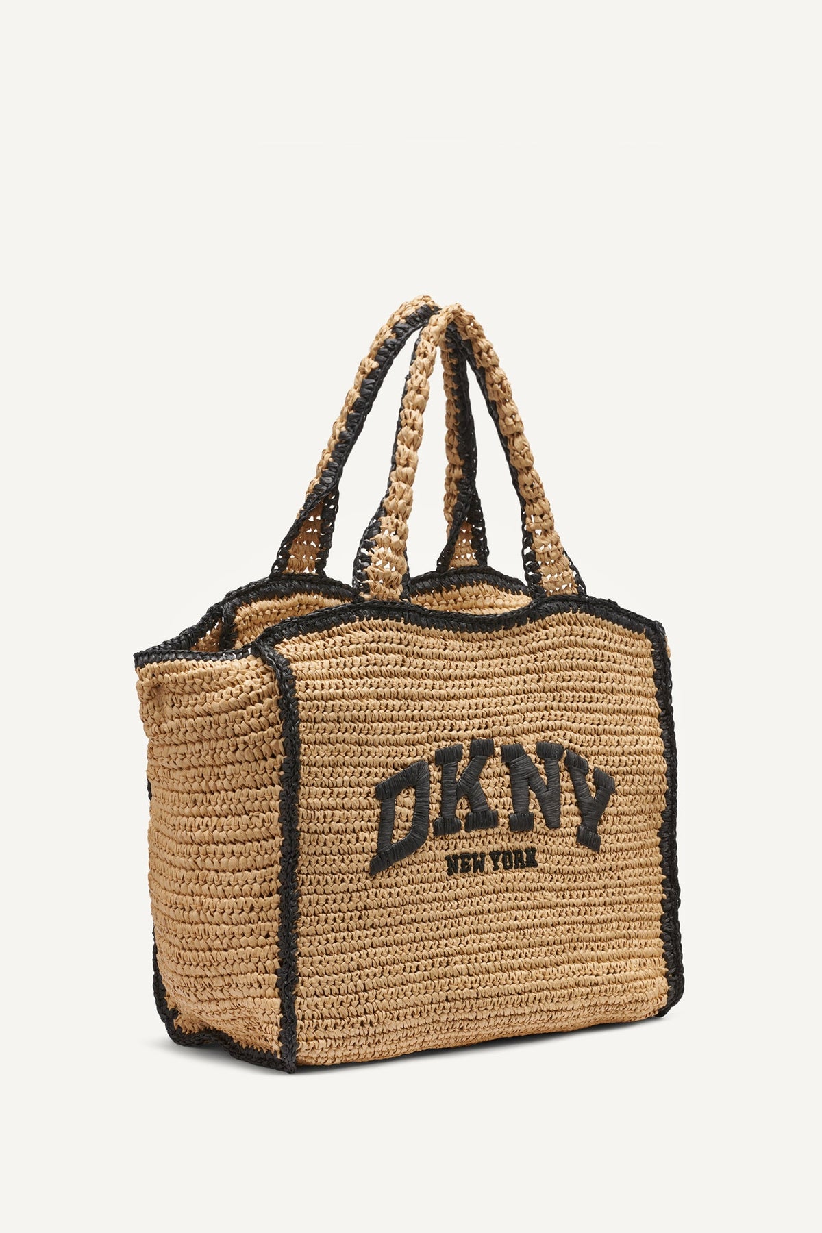 Natural/Black DKNY HADLEE MEDIUM WOVEN TOTE