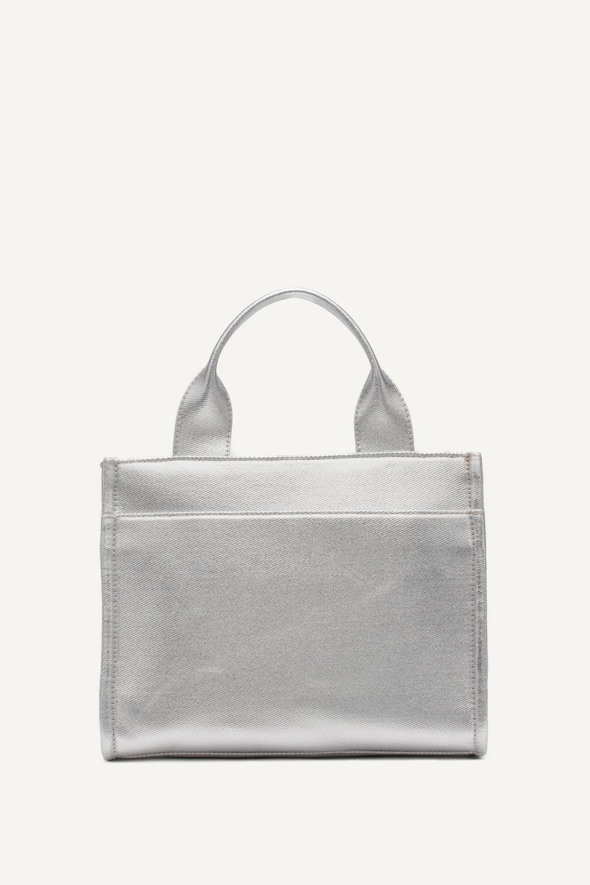 SILVER DKNY HADLEE SMALL METALLIC LOGO-EMBOSSED TOTE