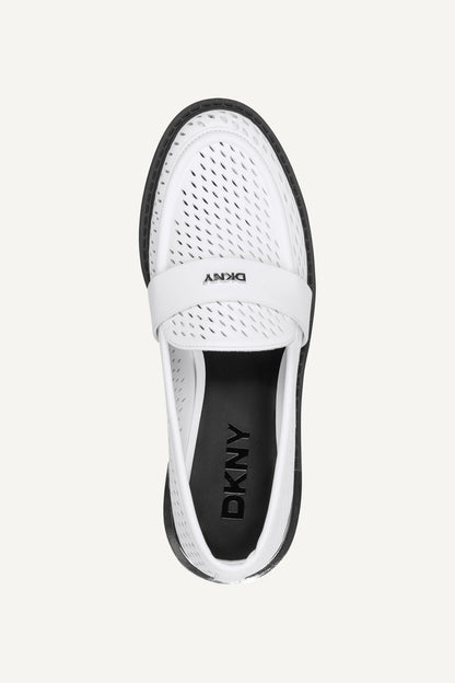 White DKNY REZZI LOAFER