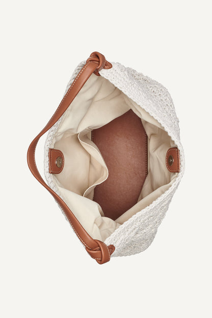 Natural DKNY PAULA CROCHET LOGO HOBO BAG