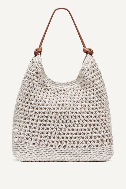 Natural DKNY PAULA CROCHET LOGO HOBO BAG