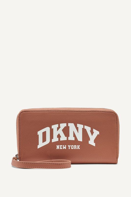 BRIGHT RED DKNY HADLEE LARGE ZIP AROUND WALLET