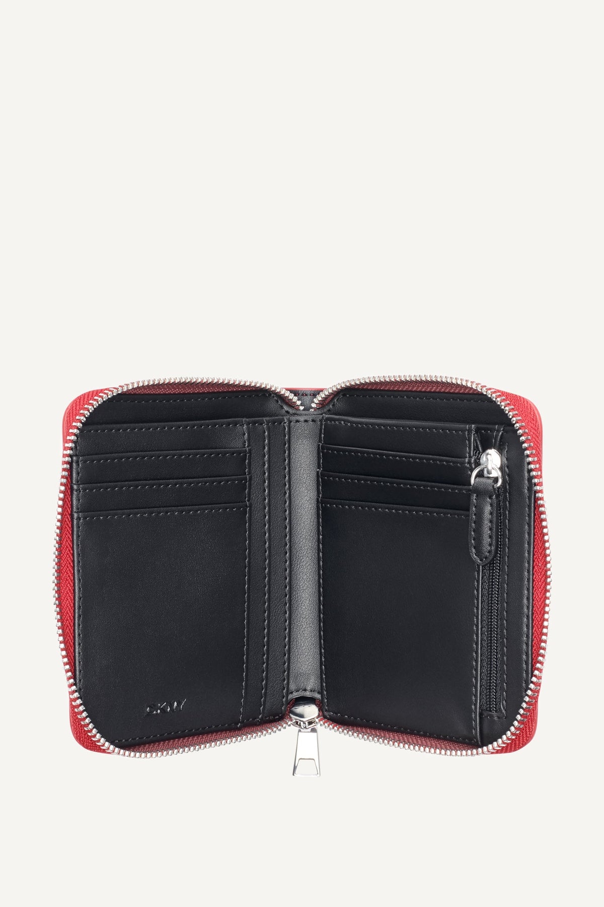 SILVER DKNY HADLEE SMALL ZIP AROUND WALLET