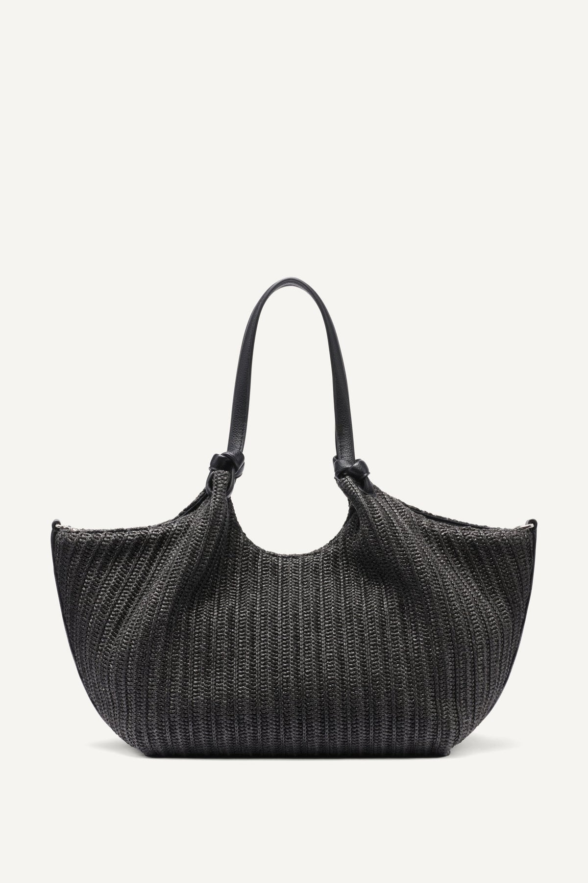 Black/Silver DKNY PAULA CROCHET RAFFIA MEDIUM COMMUTER TOTE