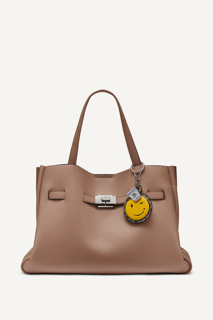 Cappuccino DKNY BRYAR LARGE SMILEY FACE SATCHEL