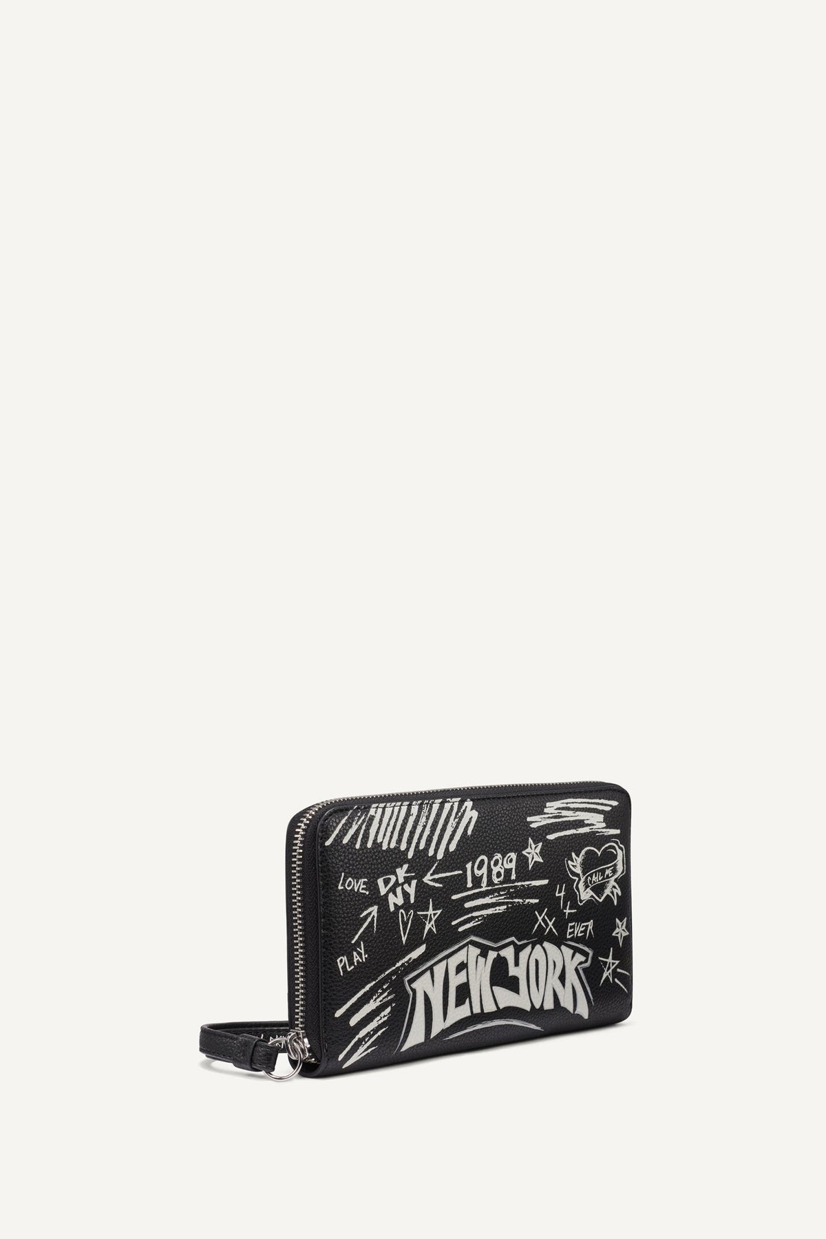 Marshmallow DKNY BRYAR LARGE ZIP AROUND WALLET WITH WRISTLET