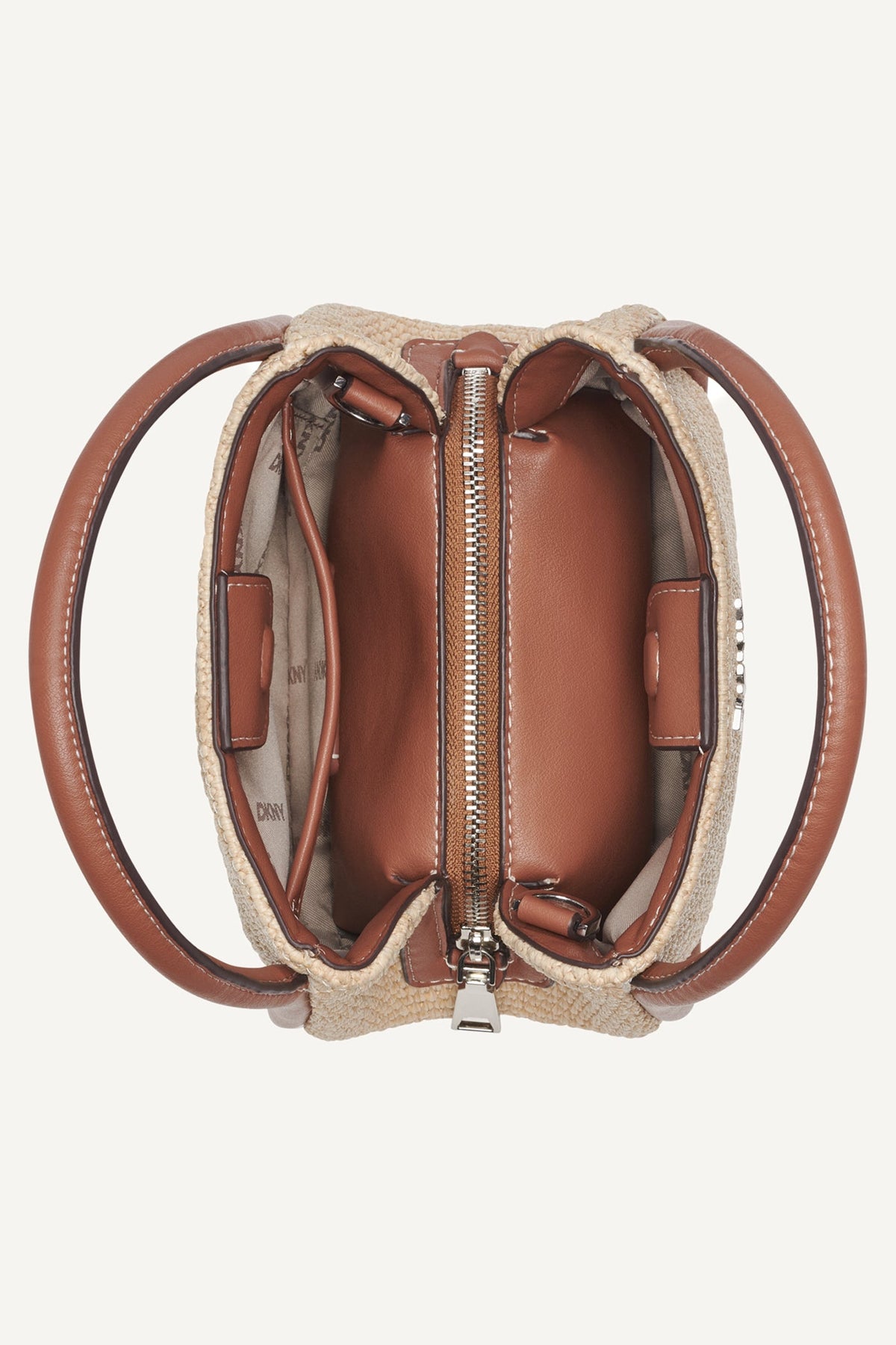Natural/Saddle DKNY CAPRI WOVEN HOBO CROSSBODY BAG