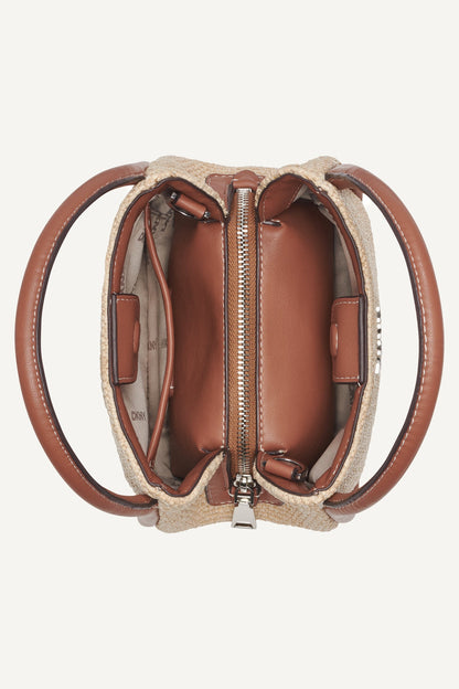 Natural/Saddle DKNY CAPRI WOVEN HOBO CROSSBODY BAG