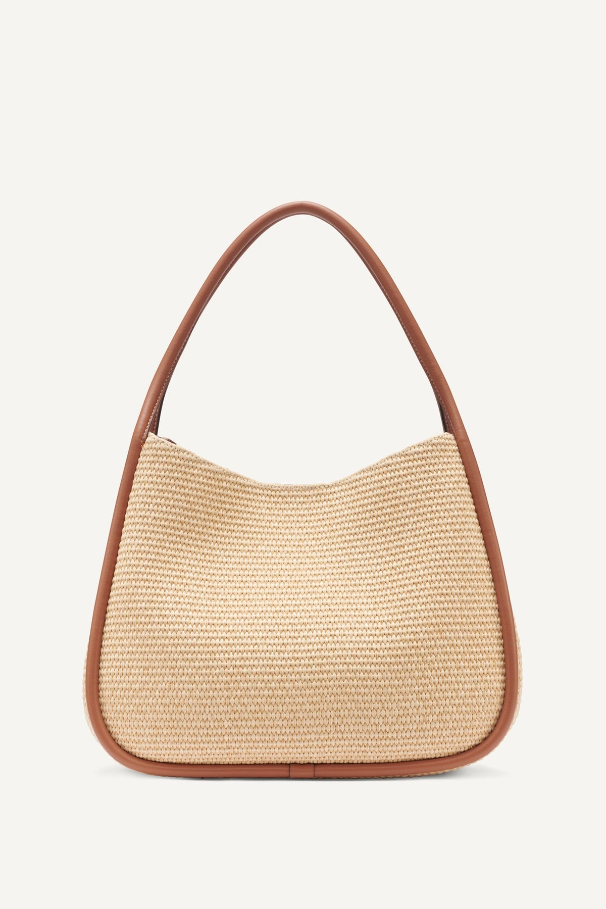Natural/Saddle DKNY CAPRI WOVEN STRAW LARGE HOBO BAG